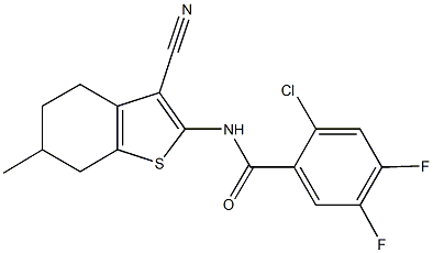 2-chloro-N-(3-cyano-6-methyl-4,5,6,7-tetrahydro-1-benzothien-2-yl)-4,5-difluorobenzamide 구조식 이미지