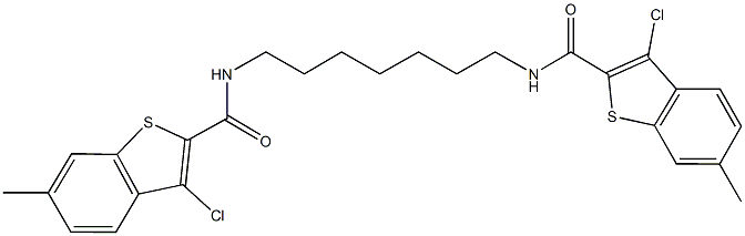 3-chloro-N-(7-{[(3-chloro-6-methyl-1-benzothien-2-yl)carbonyl]amino}heptyl)-6-methyl-1-benzothiophene-2-carboxamide 구조식 이미지