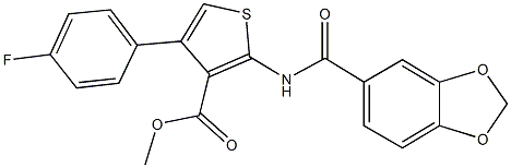 methyl 2-[(1,3-benzodioxol-5-ylcarbonyl)amino]-4-(4-fluorophenyl)-3-thiophenecarboxylate Structure