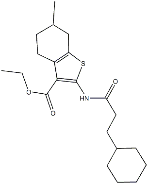 ethyl 2-[(3-cyclohexylpropanoyl)amino]-6-methyl-4,5,6,7-tetrahydro-1-benzothiophene-3-carboxylate Structure