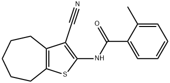 N-(3-cyano-5,6,7,8-tetrahydro-4H-cyclohepta[b]thien-2-yl)-2-methylbenzamide 구조식 이미지