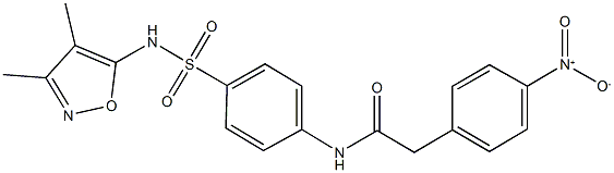 N-(4-{[(3,4-dimethylisoxazol-5-yl)amino]sulfonyl}phenyl)-2-{4-nitrophenyl}acetamide 구조식 이미지