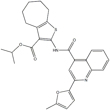 isopropyl 2-({[2-(5-methyl-2-furyl)-4-quinolinyl]carbonyl}amino)-5,6,7,8-tetrahydro-4H-cyclohepta[b]thiophene-3-carboxylate Structure