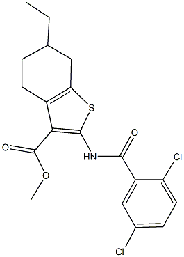 methyl 2-[(2,5-dichlorobenzoyl)amino]-6-ethyl-4,5,6,7-tetrahydro-1-benzothiophene-3-carboxylate Structure