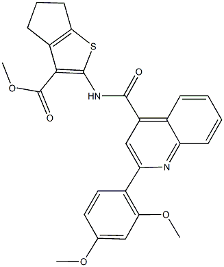 methyl 2-({[2-(2,4-dimethoxyphenyl)-4-quinolinyl]carbonyl}amino)-5,6-dihydro-4H-cyclopenta[b]thiophene-3-carboxylate 구조식 이미지