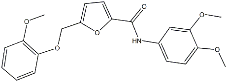 N-(3,4-dimethoxyphenyl)-5-[(2-methoxyphenoxy)methyl]-2-furamide 구조식 이미지