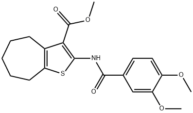methyl 2-[(3,4-dimethoxybenzoyl)amino]-5,6,7,8-tetrahydro-4H-cyclohepta[b]thiophene-3-carboxylate 구조식 이미지