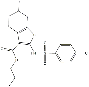 propyl 2-{[(4-chlorophenyl)sulfonyl]amino}-6-methyl-4,5,6,7-tetrahydro-1-benzothiophene-3-carboxylate Structure