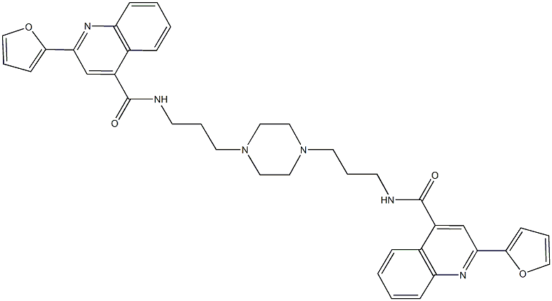 2-(2-furyl)-N-(3-{4-[3-({[2-(2-furyl)-4-quinolinyl]carbonyl}amino)propyl]-1-piperazinyl}propyl)-4-quinolinecarboxamide 구조식 이미지