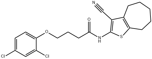 N-(3-cyano-5,6,7,8-tetrahydro-4H-cyclohepta[b]thien-2-yl)-4-(2,4-dichlorophenoxy)butanamide 구조식 이미지