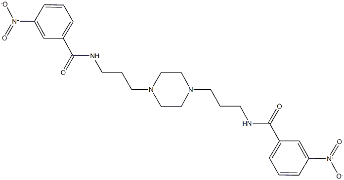 3-nitro-N-(3-{4-[3-({3-nitrobenzoyl}amino)propyl]-1-piperazinyl}propyl)benzamide 구조식 이미지