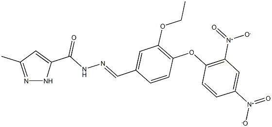 N'-(4-{2,4-bisnitrophenoxy}-3-ethoxybenzylidene)-3-methyl-1H-pyrazole-5-carbohydrazide Structure