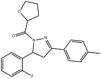 5-(2-fluorophenyl)-3-(4-methylphenyl)-1-(tetrahydro-2-furanylcarbonyl)-4,5-dihydro-1H-pyrazole 구조식 이미지