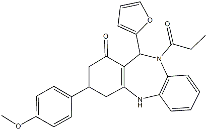 11-(2-furyl)-3-(4-methoxyphenyl)-10-propionyl-2,3,4,5,10,11-hexahydro-1H-dibenzo[b,e][1,4]diazepin-1-one Structure