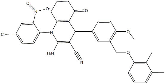 2-amino-1-{4-chloro-2-nitrophenyl}-4-{3-[(2,3-dimethylphenoxy)methyl]-4-methoxyphenyl}-5-oxo-1,4,5,6,7,8-hexahydro-3-quinolinecarbonitrile Structure