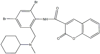 N-(2,4-dibromo-6-{[cyclohexyl(methyl)amino]methyl}phenyl)-2-oxo-2H-chromene-3-carboxamide 구조식 이미지