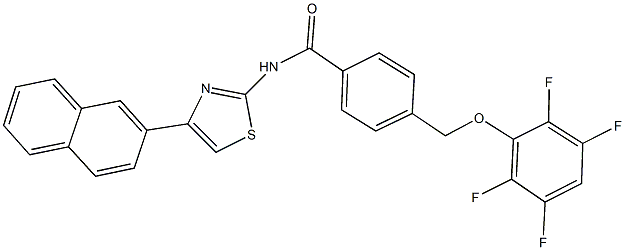 N-[4-(2-naphthyl)-1,3-thiazol-2-yl]-4-[(2,3,5,6-tetrafluorophenoxy)methyl]benzamide 구조식 이미지