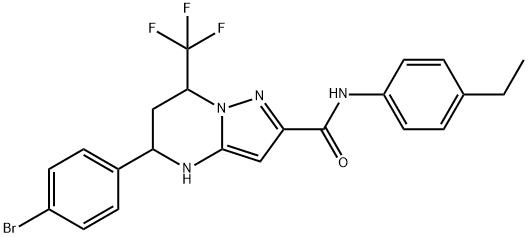 5-(4-bromophenyl)-N-(4-ethylphenyl)-7-(trifluoromethyl)-4,5,6,7-tetrahydropyrazolo[1,5-a]pyrimidine-2-carboxamide Structure