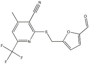 2-{[(5-formyl-2-furyl)methyl]sulfanyl}-4-methyl-6-(trifluoromethyl)nicotinonitrile Structure