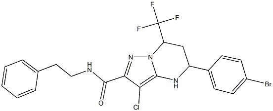 5-(4-bromophenyl)-3-chloro-N-(2-phenylethyl)-7-(trifluoromethyl)-4,5,6,7-tetrahydropyrazolo[1,5-a]pyrimidine-2-carboxamide 구조식 이미지