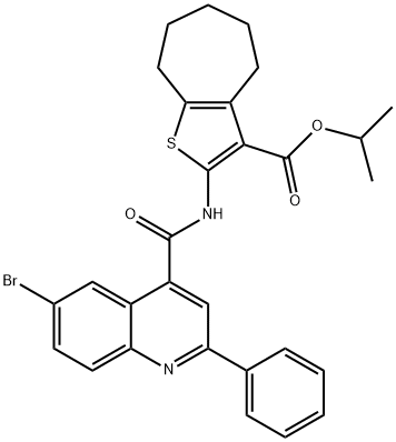 isopropyl 2-{[(6-bromo-2-phenyl-4-quinolinyl)carbonyl]amino}-5,6,7,8-tetrahydro-4H-cyclohepta[b]thiophene-3-carboxylate 구조식 이미지