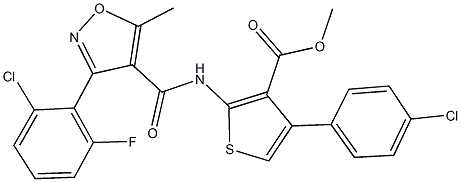 methyl 2-({[3-(2-chloro-6-fluorophenyl)-5-methyl-4-isoxazolyl]carbonyl}amino)-4-(4-chlorophenyl)-3-thiophenecarboxylate 구조식 이미지