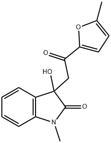 3-hydroxy-1-methyl-3-[2-(5-methyl-2-furyl)-2-oxoethyl]-1,3-dihydro-2H-indol-2-one 구조식 이미지