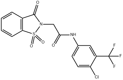 N-[4-chloro-3-(trifluoromethyl)phenyl]-2-(1,1-dioxido-3-oxo-1,2-benzisothiazol-2(3H)-yl)acetamide 구조식 이미지