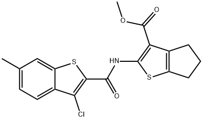 methyl 2-{[(3-chloro-6-methyl-1-benzothien-2-yl)carbonyl]amino}-5,6-dihydro-4H-cyclopenta[b]thiophene-3-carboxylate 구조식 이미지