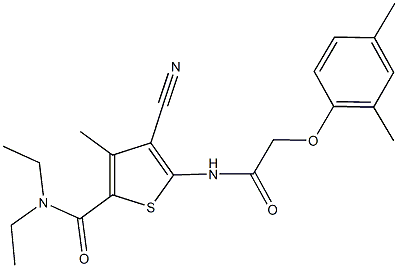 4-cyano-5-{[(2,4-dimethylphenoxy)acetyl]amino}-N,N-diethyl-3-methyl-2-thiophenecarboxamide Structure