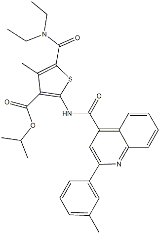 isopropyl 5-[(diethylamino)carbonyl]-4-methyl-2-({[2-(3-methylphenyl)-4-quinolinyl]carbonyl}amino)-3-thiophenecarboxylate 구조식 이미지