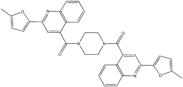 2-(5-methyl-2-furyl)-4-[(4-{[2-(5-methyl-2-furyl)-4-quinolinyl]carbonyl}-1-piperazinyl)carbonyl]quinoline 구조식 이미지