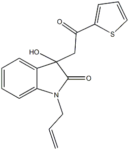 1-allyl-3-hydroxy-3-[2-oxo-2-(2-thienyl)ethyl]-1,3-dihydro-2H-indol-2-one Structure