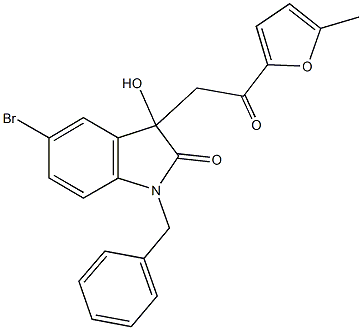 1-benzyl-5-bromo-3-hydroxy-3-[2-(5-methyl-2-furyl)-2-oxoethyl]-1,3-dihydro-2H-indol-2-one 구조식 이미지