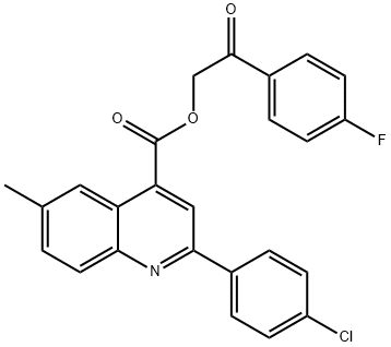 2-(4-fluorophenyl)-2-oxoethyl 2-(4-chlorophenyl)-6-methyl-4-quinolinecarboxylate 구조식 이미지