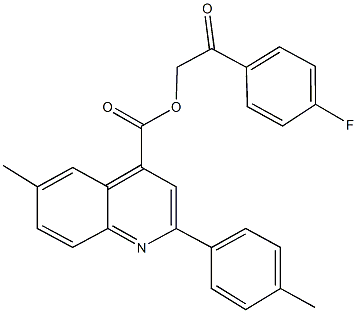 2-(4-fluorophenyl)-2-oxoethyl 6-methyl-2-(4-methylphenyl)-4-quinolinecarboxylate Structure