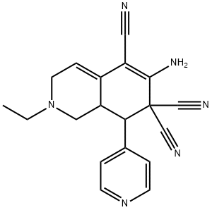 6-amino-2-ethyl-8-(4-pyridinyl)-2,3,8,8a-tetrahydro-5,7,7(1H)-isoquinolinetricarbonitrile 구조식 이미지