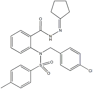 N-(4-chlorobenzyl)-N-{2-[(2-cyclopentylidenehydrazino)carbonyl]phenyl}-4-methylbenzenesulfonamide 구조식 이미지