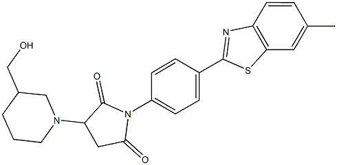 3-[3-(hydroxymethyl)-1-piperidinyl]-1-[4-(6-methyl-1,3-benzothiazol-2-yl)phenyl]-2,5-pyrrolidinedione Structure