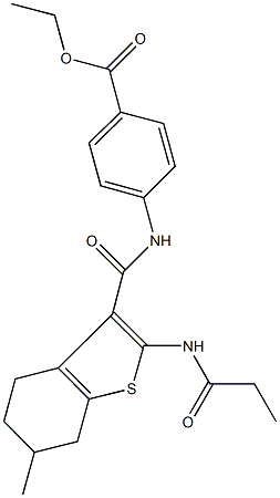 ethyl 4-({[6-methyl-2-(propionylamino)-4,5,6,7-tetrahydro-1-benzothien-3-yl]carbonyl}amino)benzoate Structure