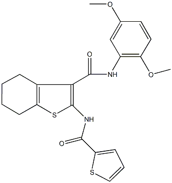 N-(2,5-dimethoxyphenyl)-2-[(2-thienylcarbonyl)amino]-4,5,6,7-tetrahydro-1-benzothiophene-3-carboxamide 구조식 이미지