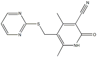 4,6-dimethyl-2-oxo-5-[(2-pyrimidinylsulfanyl)methyl]-1,2-dihydro-3-pyridinecarbonitrile Structure