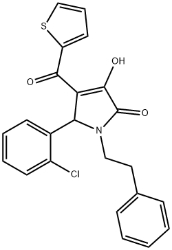 5-(2-chlorophenyl)-3-hydroxy-1-(2-phenylethyl)-4-(2-thienylcarbonyl)-1,5-dihydro-2H-pyrrol-2-one Structure