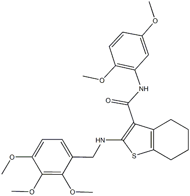 N-(2,5-dimethoxyphenyl)-2-[(2,3,4-trimethoxybenzyl)amino]-4,5,6,7-tetrahydro-1-benzothiophene-3-carboxamide 구조식 이미지