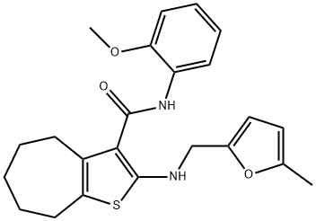 N-(2-methoxyphenyl)-2-{[(5-methyl-2-furyl)methyl]amino}-5,6,7,8-tetrahydro-4H-cyclohepta[b]thiophene-3-carboxamide Structure