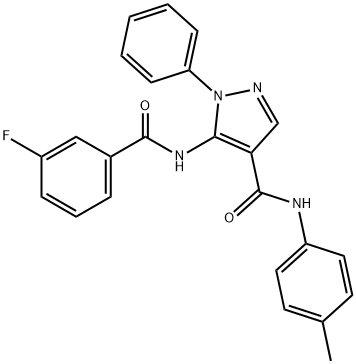 5-[(3-fluorobenzoyl)amino]-N-(4-methylphenyl)-1-phenyl-1H-pyrazole-4-carboxamide 구조식 이미지