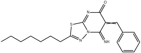 6-benzylidene-2-heptyl-5-imino-5,6-dihydro-7H-[1,3,4]thiadiazolo[3,2-a]pyrimidin-7-one 구조식 이미지