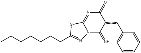 6-benzylidene-2-heptyl-5-imino-5,6-dihydro-7H-[1,3,4]thiadiazolo[3,2-a]pyrimidin-7-one Structure