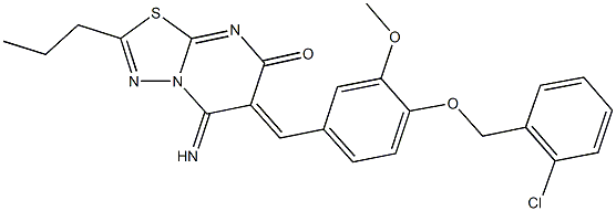 6-{4-[(2-chlorobenzyl)oxy]-3-methoxybenzylidene}-5-imino-2-propyl-5,6-dihydro-7H-[1,3,4]thiadiazolo[3,2-a]pyrimidin-7-one Structure