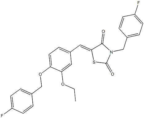 5-{3-ethoxy-4-[(4-fluorobenzyl)oxy]benzylidene}-3-(4-fluorobenzyl)-1,3-thiazolidine-2,4-dione 구조식 이미지